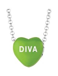 Sweethearts Enamel "Diva" Heart on 16" Necklace Pendant with Gift Box