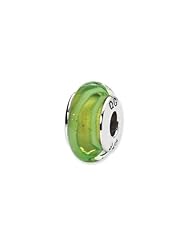 Sterling Silver Lt. Green Hand-blown Glass Charm