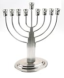 HAPPY HANUKAH MENORAH SILVER Chanukah Menorah