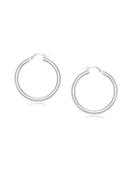 14K White Gold Polished Hoop Earrings (25 mm)