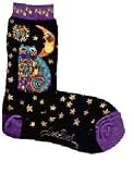 Laurel Burch Socks - Celestial Cat-Black