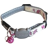 Rogz Catz Small 3/8-Inch Glow Cat Safeloc Breakaway Clip Adjustable, Reflective and Glow-in-the-Dark Cat Collar, Rocco Design