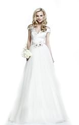 Beaded Lace Crystals Applique Crystal Chiffon/Taffeta/Tulle Wedding Dress 