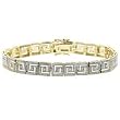18kt Over Sterling Silver Diamond Accent Greek Key Design Bracelet