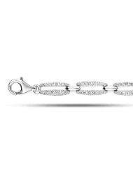 Sterling Silver Rhodium Plated Fancy Style Pave Set Diamond Tennis Bracelet - 7.25 Inches - 0.25 Tcw