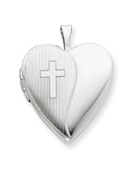 Silver 20mm Cross Design Heart Locket
