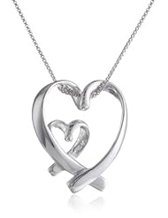 Sterling Silver Heart with in Heart Pendant Necklace, 18"