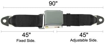 Black Universal Seat Belt with Chrome Lift Latch, Replacement Car Belt, 90 inch,