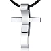 Sleek and Bold: Stainless Steel Unisex Modern Wave Cross Slider Pendant Necklace Sleek and Bold: Stainless Steel Unisex Modern Wave Cross Slider Pendant Necklace
