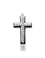 14K White Gold Round Diamond Channel Set Cross Pendant (3.35ct)