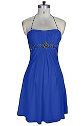 Chiffon Cocktail Halter Spaghetti Strap Mini Dress 