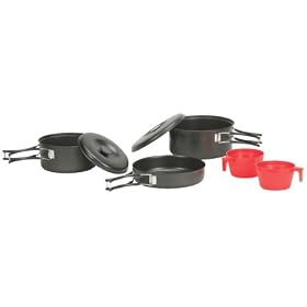 Stansport Non Stick Steel Two Person Cookware Set, Black Granite