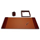 IMAGE OF 10-piece Genuine Top-grain Mocha Leather Desk Accessory Set