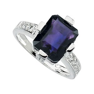 Sterling Siver, Cubic Zirconia, and Amethyst Ring