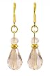 Earrings - E267 - Faceted Glass Beads Hung on Gold Plated Leverbacks ~ Taupe Teardrop