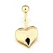 14K Gold Plated Heart Dangle Belly Ring 14G
