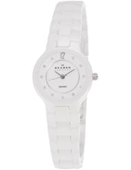 Skagen Womens 572SSXWC Denmark White Ceramic Crystal Accent Watch