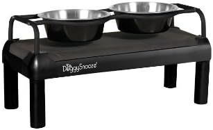 DoggySnooze Large High Diner for Dogs, Black with Black Frame