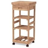 Kitchen Trolley Cart - Unfinshed Wood (Unfinished) (30H x 14W x 15D)