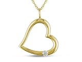 14K Yellow Gold 0.03 CT TDW Diamond Heart Pendant With Chain (G-H, I2-I3)