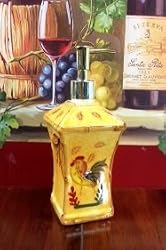 SOAP DISPENSER LOTION JAR BAMBOO ROOSTER SUNFLOWER