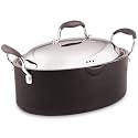 Anolon Advanced Hard-Anodized Aluminum 8-Quart Oval Pasta Pot with Lid