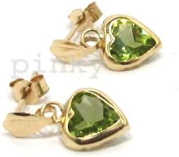 New 9Ct Gold Peridot Heart Drop Earrings (GD48) GOLD EARRING / Gold Jewellry (MADE IN UK WITH HIGH QUALITY)