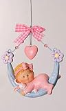 4 Sweet Baby's First Christmas Girl & Bunny on Moon Ornament #140164