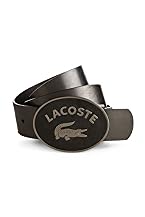 Men's Leather Belt With Inlay Leather And Metal Logo
