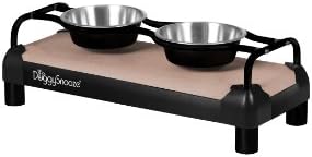 DoggySnooze Medium High Diner for Dogs, Sand with Black Frame