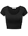 Black Womens Crop Tops with Short Sleeves Large Black