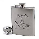 Stainless Steel Skiing Ski Skier 8 oz Flask & Funnel-Great Groomsmen Gift