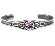 Fiona Bracelet with Amethyst Colored Center Plastic Stone- Pewter - 2.5'' Diameter