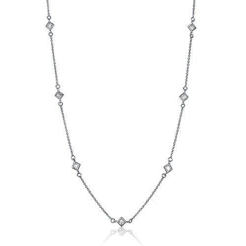 Sterling Silver Cubic Zirconia CZ By The Yard Necklace Chain - 16 inch