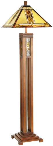 Walnut Mission Tiffany Style Night Light Floor Lamp