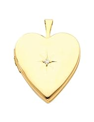 14K Yellow Gold Diamond-Accent Heart Locket Pendant (0.8" Inches or 20mm, 1/10 ctw., GH, SI)