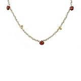 LULU DESIGN- Thai Silver Beaded Necklace With Garnet and Gold