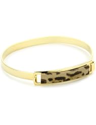 a.v. max Leopard Leather Small ID Bangle Bracelet