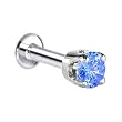 16 Gauge 3/16" -Solid 14KT White Gold 3mm Arctic Cubic Zirconia Tragus Earring Stud
