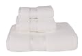 Zero Twist 6 piece towel set in White, softer than a cloud 600 gram cotton, contains 2 large & oversized bath towels 30x52, 2 hand towels 16x30 & 2 wash cloths 13x13 - ultra-absorbent & accentuated with a Rayon band - Free delivery & save 53%