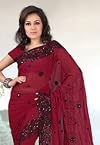Maroon Faux Georgette Saree with Blouse
