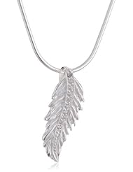 VINANI brand Germany 925 Sterling Silver Women Pendant small Feather with white Zirconia & Snake Chain Necklace AFX-S