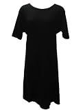 Short Sleeve Solid Black Cotton Nightgown Plus Size 2X