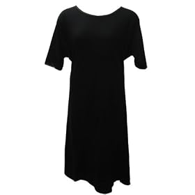 Short Sleeve Solid Black Cotton Nightgown Plus Size 2X