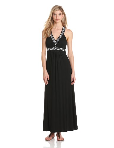 Karen Kane Women's Embroidered Maxi Dress, Black, Medium