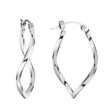 White Gold Twisted Hoop Earrings
