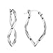 White Gold Twisted Hoop Earrings title=
