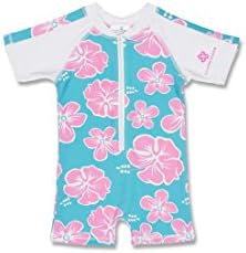 Infant Short Sleeve Sun Suit - UPF 50+ by Snapper Rock Snapper Color: Hibiscus Apparel Size: 6-12 Months