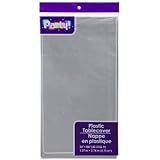 PACK OF 4: Disposable SILVER GRAY Plastic Tablecloths / Table Covers, 54 x 108 inches each