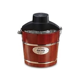 Aroma 4-Quart Traditional Ice Cream Maker, Both Hand Crank & Electric Motor, Bonus... by 